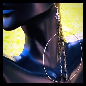 2.5” Handmade Wire Geometric Beaded Hoop Earrings